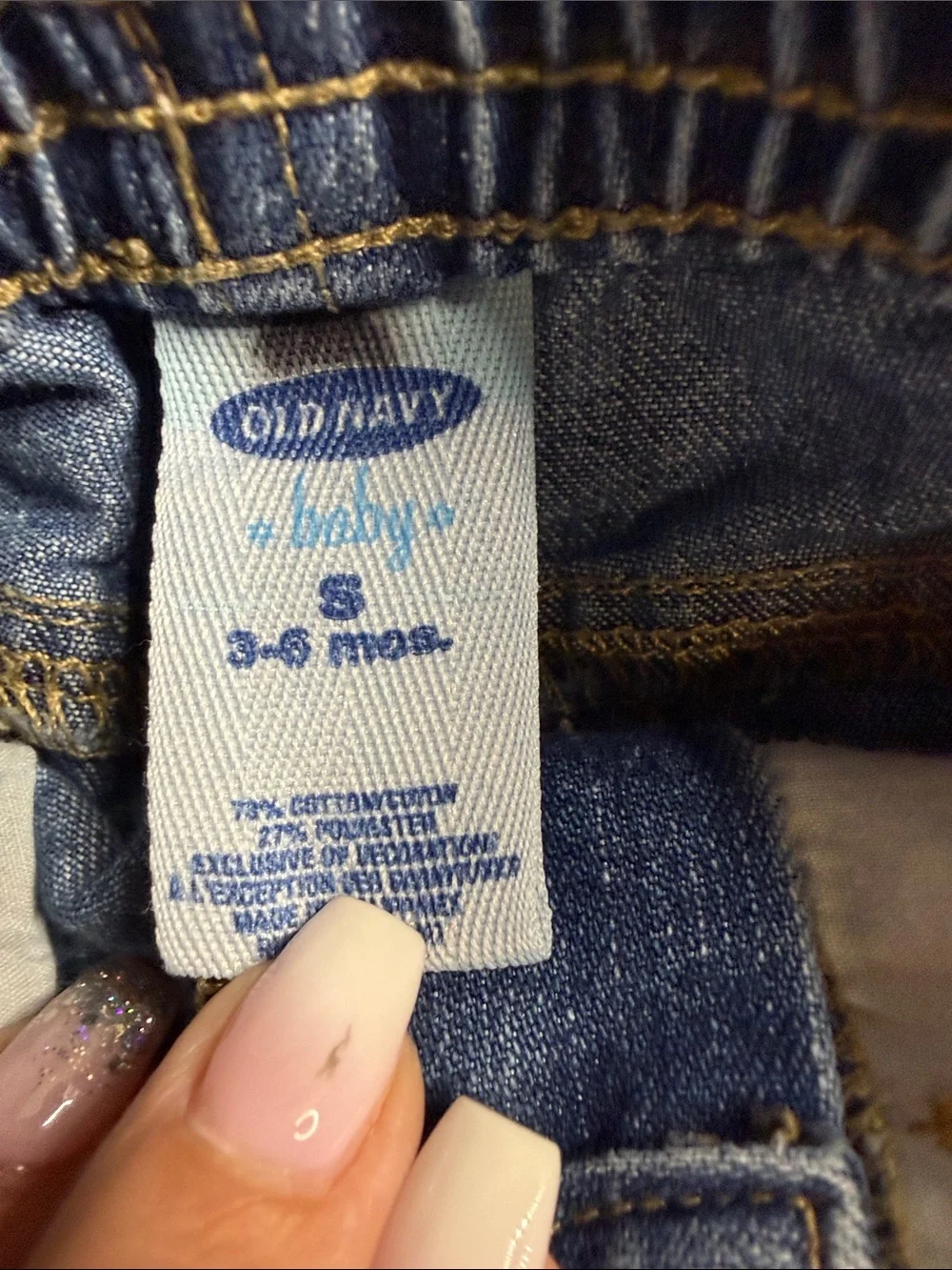 Old Navy Girls Blue Denim Jeans with Pink Floral Embroidery
